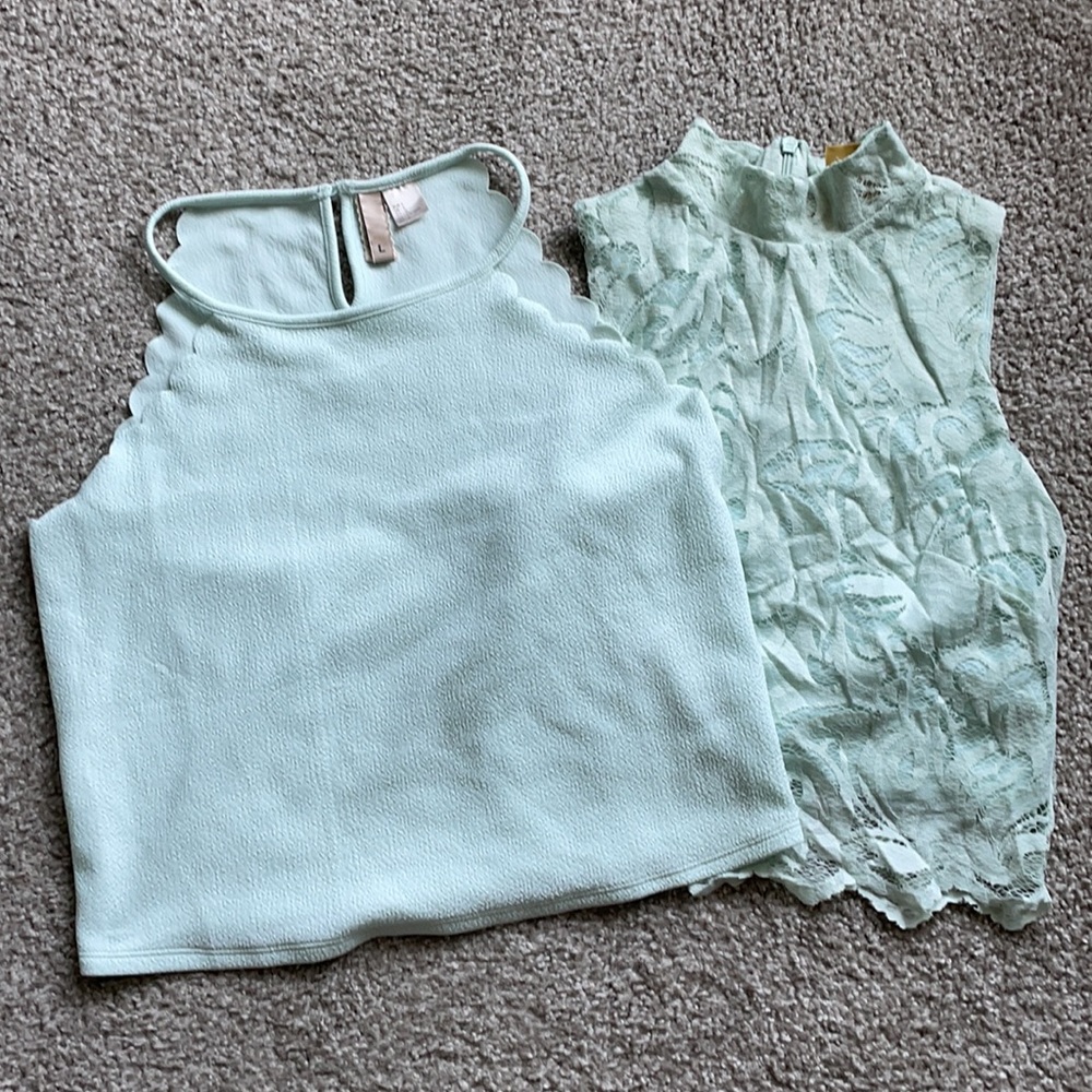 Set of two:NWOT H&M Mint Green Crop Tops